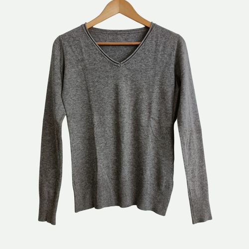 Pull Marron Clair Taupe. Col En V. Rayonne. Nylon. Cachemire. Taille 36 / 38