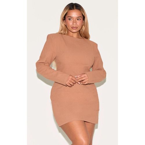 Shape Mini Robe En Effet Lin Café Au Lait À Col Bateau Et Épaulettes, Café Au Lait