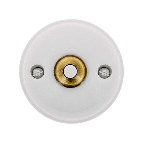 Fontini - Interrupteur bouton poussoir arrondi Garby blanc 10A Ø64,5 mm  - Blanc