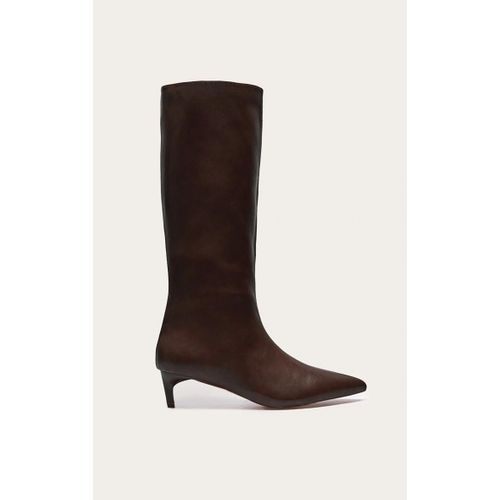 Bottes Pointues En Pu Chocolat À Petit Talon Aiguille, Chocolat - 39