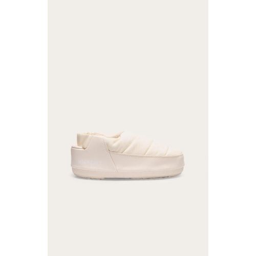 Moon Boots Blanches En Nylon À Bande Style Sandale, Crème