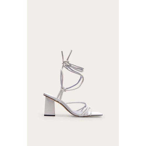 Sandales Carrées En Pu Blanc À Petit Talon Carré Et Brides, Blanc - 36