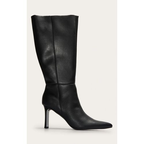 Bottes Hautes Talon Bloc Fin Et Bout Pointu En Pu Noir