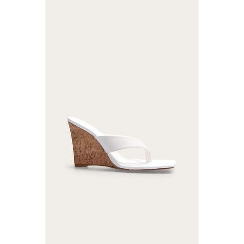 Escarpins Compensés À Brides, Bout Rond, En Pu Blanc, Blanc - 36