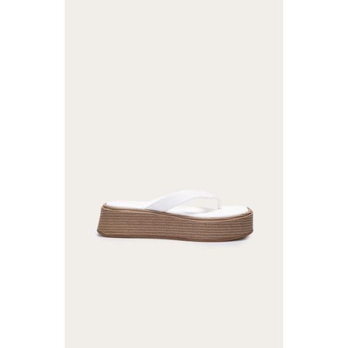 Sandales Style Tongs Plates Rondes En Pu Blanc À Lit Plantaire, Blanc - 36