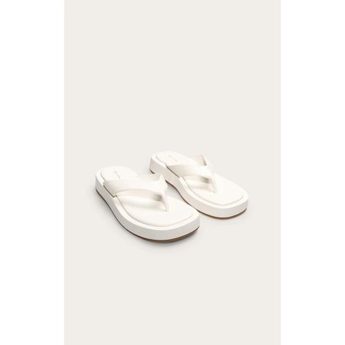 Sandales Style Tongs Rondes En Pu Blanc À Lit Plantaire, Blanc - 36