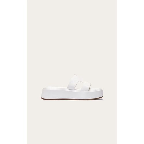 Sandales Plates Rondes En Pu Blanc À Bride, Blanc - 40