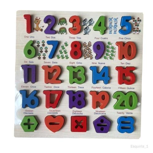 Planche De Puzzle Alphabet En Bois, Outils Pédagogiques Lisses Pour Enfants Chiffres Espagnols