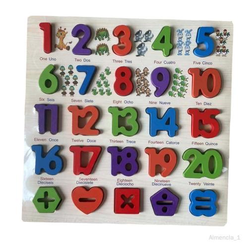 Planche De Puzzle Alphabet En Bois, Outils Pédagogiques Robustes Pour Chiffres Espagnols