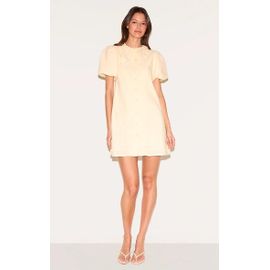 Robe chemise en coton brodé amande à bordure en dentelle