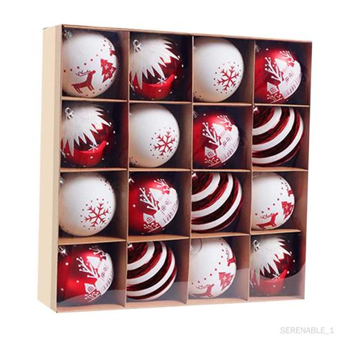 Boules de noël décoratives, 16 pièces, cadeaux de fête pour fête, cour de Rouge et blanc