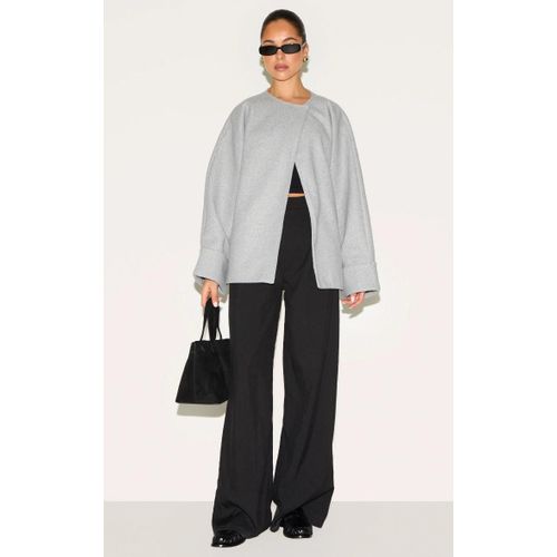 Veste En Effet Laine Gris À Manches Chauve-Souris, Gris