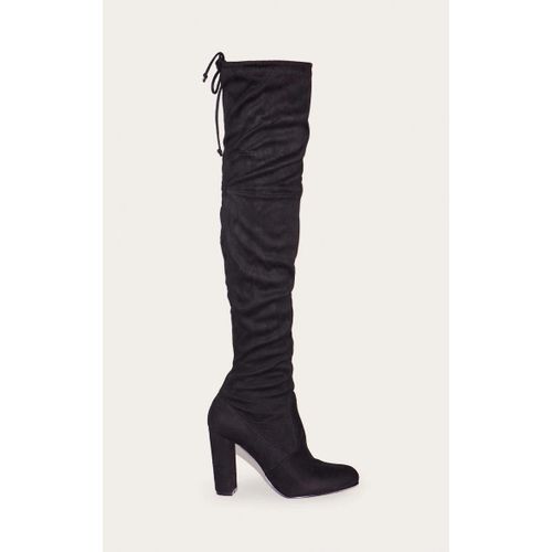 Bess Bottes Cuissardes Noires Imitation Daim À Talons, Noir - 41