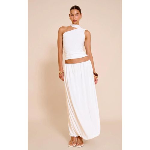 Jupe Mi-Longue Moulante À Ourlet Bulle Double Jersey Crème, Crème