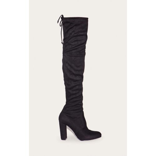 Bess Bottes Cuissardes Noires Imitation Daim À Talons, Noir - 36