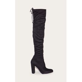 Bess Bottes Cuissardes Noires Imitation Daim Talons Noir