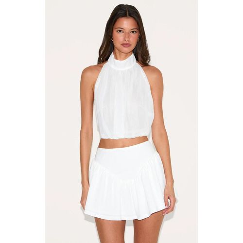 Top Long Bouffant En Mousseline De Soie Blanche, Blanc