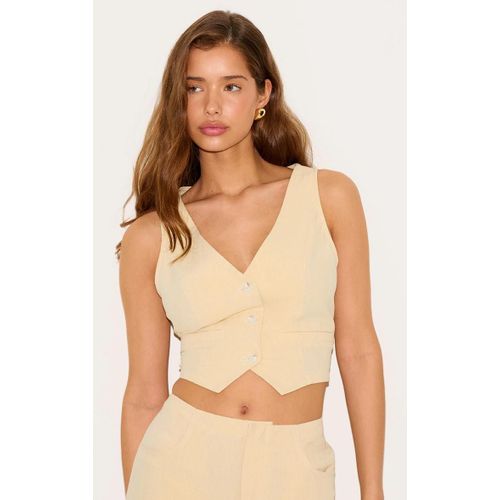 Gilet En Effet Lin Jaune Beurre À Dos Ouvert, Jaune Beurre