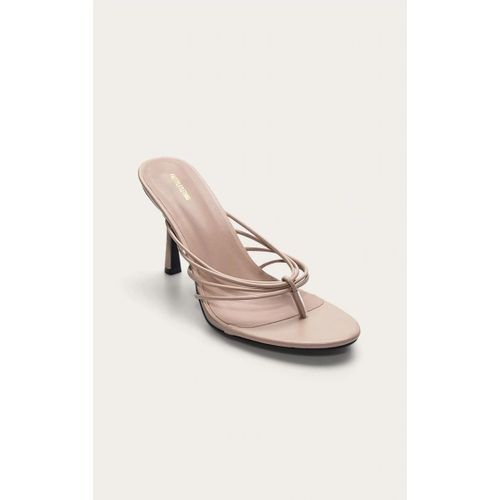 Mushroom Bout Rond Tongs Mules Talons Hauts Gris Champignon