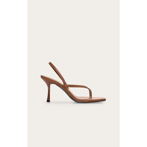 Sandales Talon Mishaut Avec Bride Arrière Et Bout Carré En Pu Couleur Chocolat Chocolat