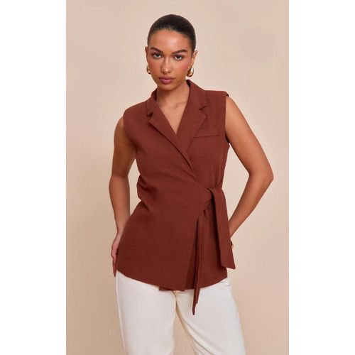 Gilet En Effet Lin Rouille Noué, Rouille