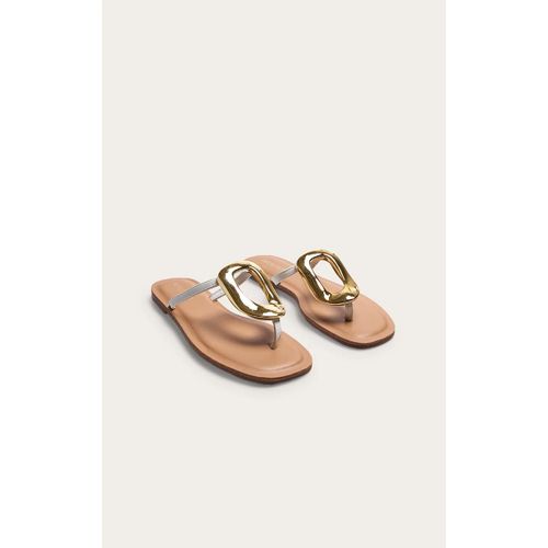 Sandales Plates Blanc Pu Bout Carré Détail Bride Semelle Résine, Blanc - 36