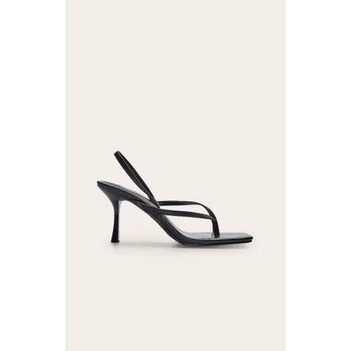 Sandales À Talons Mi-Hauts Avec Bride Arrière Et Bout Carré En Pu Noir, Noir - 36