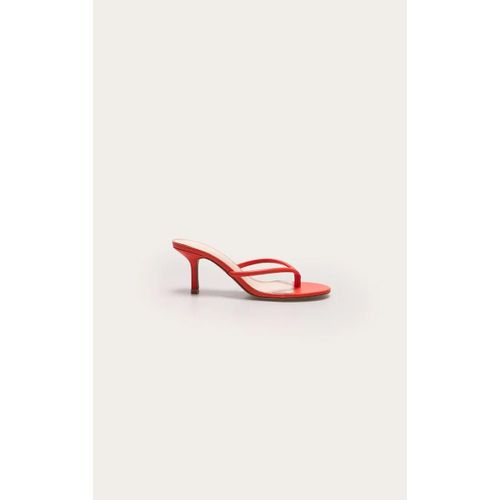 Mules Style Tongs Rondes En Pu Orange Brûlé À Talon Moyen, Orange Brûlé - 37