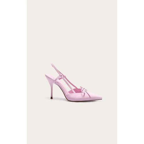 Escarpins Pointus En Pu Rose Tendre À Taon Moyen Et Noeud, Rose Tendre - 40