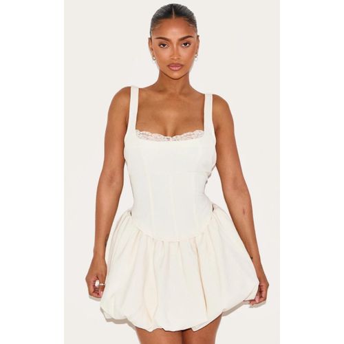 Shape Top Corset Crème À Bordure En Dentelle, Crème