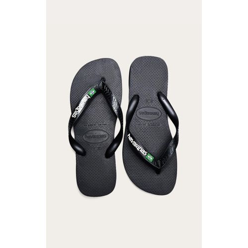 Havaianas Tongs Noires À Logo Brésil, Noir