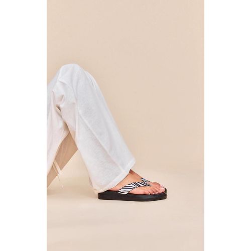 Sandales Style Tongs En Pu Imrpimé Zèbre À Plateforme, Zèbre - 41