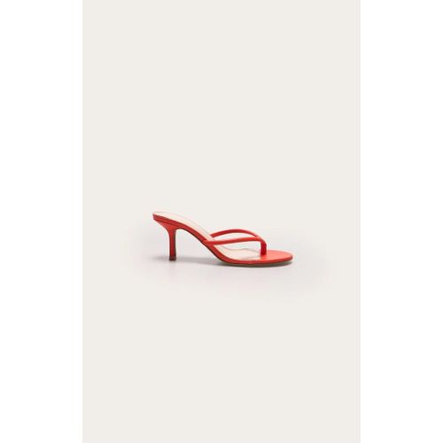 Mules Style Tongs Rondes En Pu Orange Brûlé À Talon Moyen, Orange Brûlé - 36