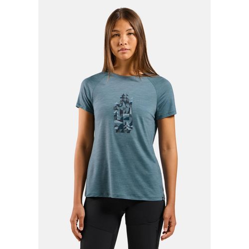Odlo T-Shirt Imprimé En Laine Mérinos Mélangée 130 Pour Femme, M, Blue