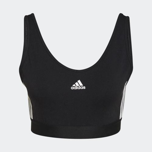 Crop Top Essentials 3-Stripes Avec Coussinets Amovibles Adidas - Black / White - Xs