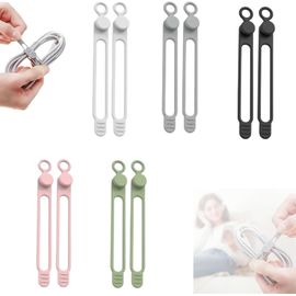 2026 Upgrade Silicone Headphone Organizers, Silicone Cable Ties Reusable Cable Management Organizers Multipurpose Elastic Cord Organizer For Bundling And Fastening Cables (10pcs)
