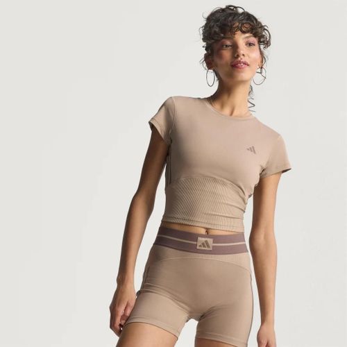 T-Shirt Hyperglam Rib Baby Adidas - Chalky Brown / Earth Strata - M