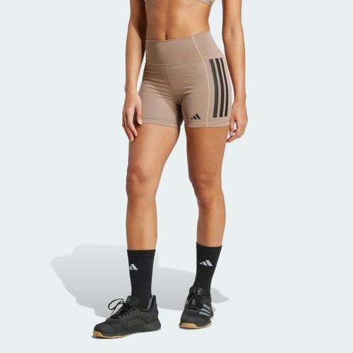 Legging Coupe 1/4 3 Bandes Optime Adidas - Chalky Brown - M 13 Cm