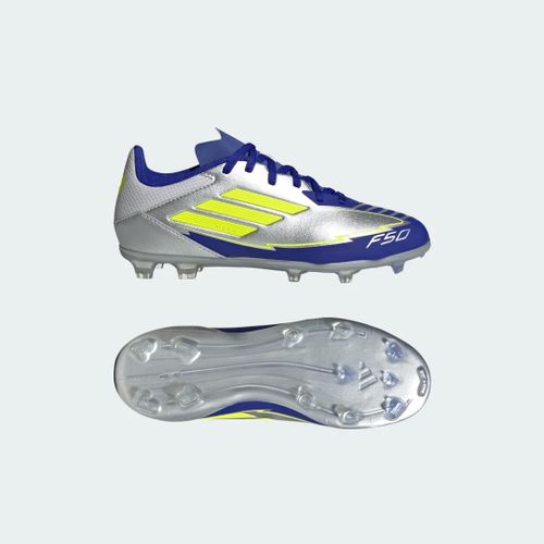 Chaussures F50 League Messi Terrain Souple Multissurfaces Enfants Adidas Silver Metallic Solar Yellow Lucid Blue