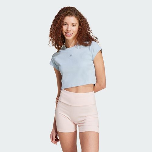 T-Shirt Court Côtelé Lounge Adidas - Wonder Blue - Xs