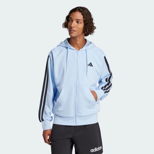 Veste À Capuche Entièrement Zippée French Terry 3 Bandes Essentials Adidas - Glow Blue / Black - M