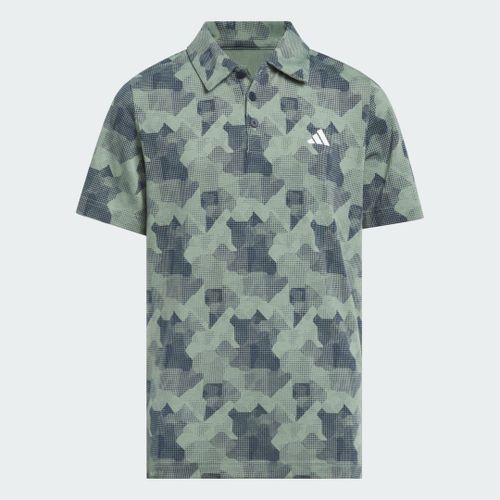 Polo Printed Scripted Enfants Adidas - Silver Green / Collegiate Navy - 11-12a