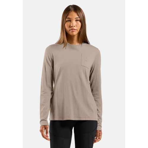 Odlo T-Shirt À Manches Longues En Laine Mérinos 200 Avec Poche Ascent Pour Femme, L, Beige