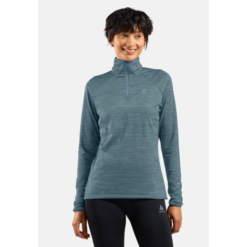 Odlo Pull À Manches Longues Et Col Zippé Run Easy Pour Femme, M, Blue