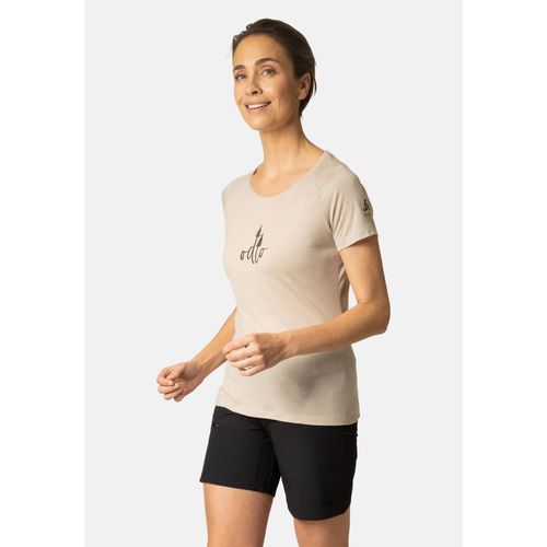 Odlo T-Shirt À Imprimé Sapins Ascent Performance Wool 130 Pour Femme, S, Beige
