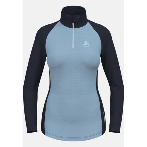 Odlo Haut Technique Demi-Zippé Performance Wool 150 Pour Femme, L, Blue