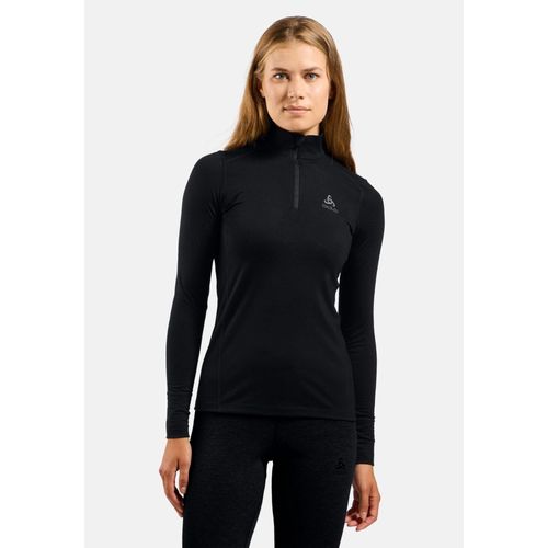Odlo Sous-Vêtement Technique À Manches Longues Et Demi-Zip En Laine Mérinos 200 Natural Pour Femme, Xl, Black