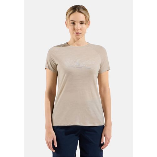 Odlo T-Shirt À Inscription Run Bike Hike Ascent Performance Wool 130 Pour Femme, S, Beige
