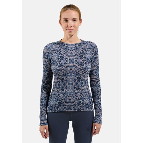 Odlo Haut Technique À Manches Longues Active Warm Print Pour Femme, Xs, Gris