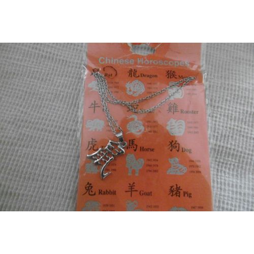 Chaine Pendentif 45cm Acier Chromé Horoscope Chinois " Rat " Farbel